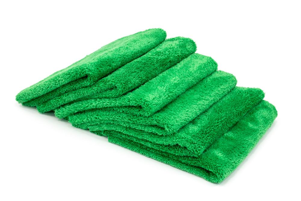 Eurow Microfiber Cleaning Towels Green with Black Trim 12 x 12in 350 GSM 50 Pack