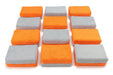 Autofiber Sponge Orange/Gray Thick [Saver Applicator Terry] Microfiber Coating Applicator Sponge with Plastic Barrier  - 12 pack