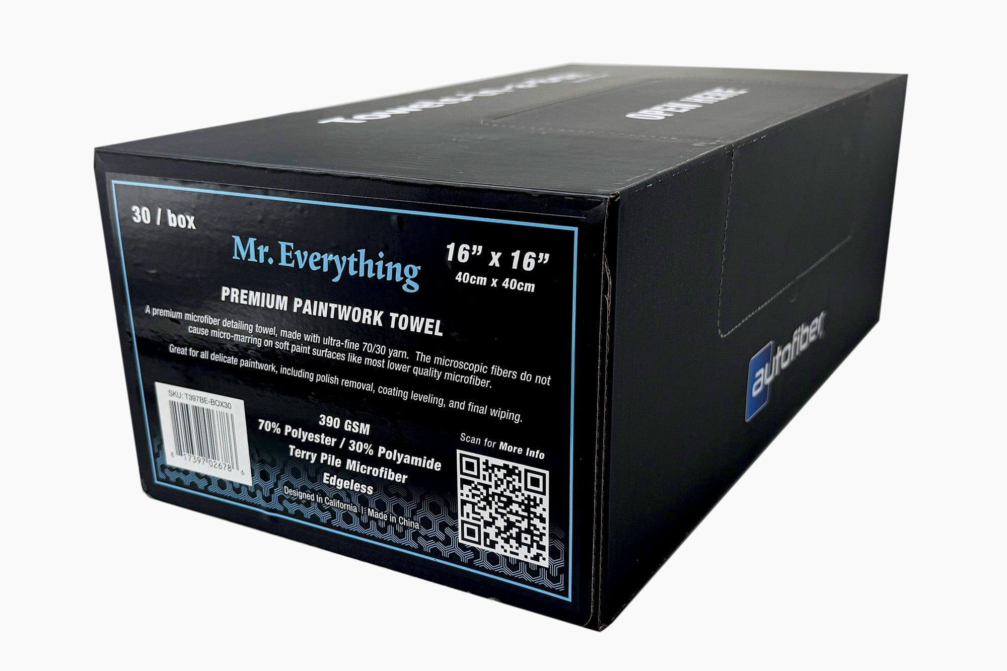 Autofiber Towel Blue [Towels-in-a-Box] Mr. Everything Premium Paintwork Towel (16 in. x 16 in., 390 gsm) 30 pack