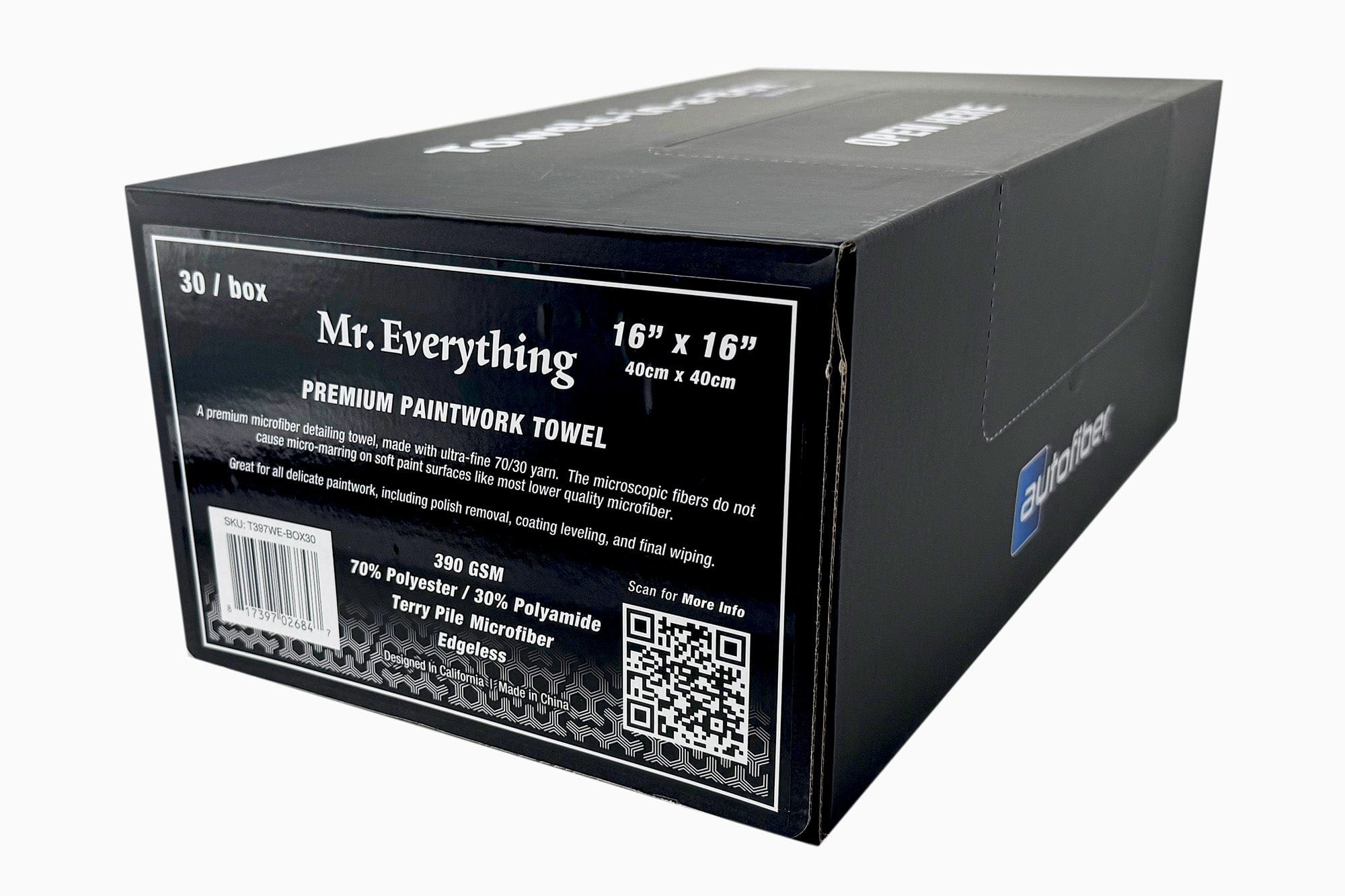 Autofiber Towel White [Towels-in-a-Box] Mr. Everything Premium Paintwork Towel (16 in. x 16 in., 390 gsm) 30 pack