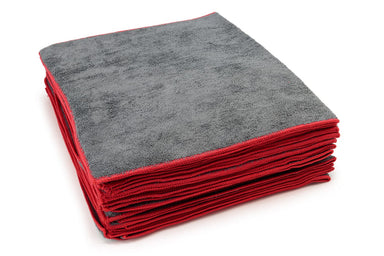 Autofiber Towel Gray w/ Red [Utility 400v] Car Wash Microfiber Towel 16"x27" - 20/Vacuum Pack